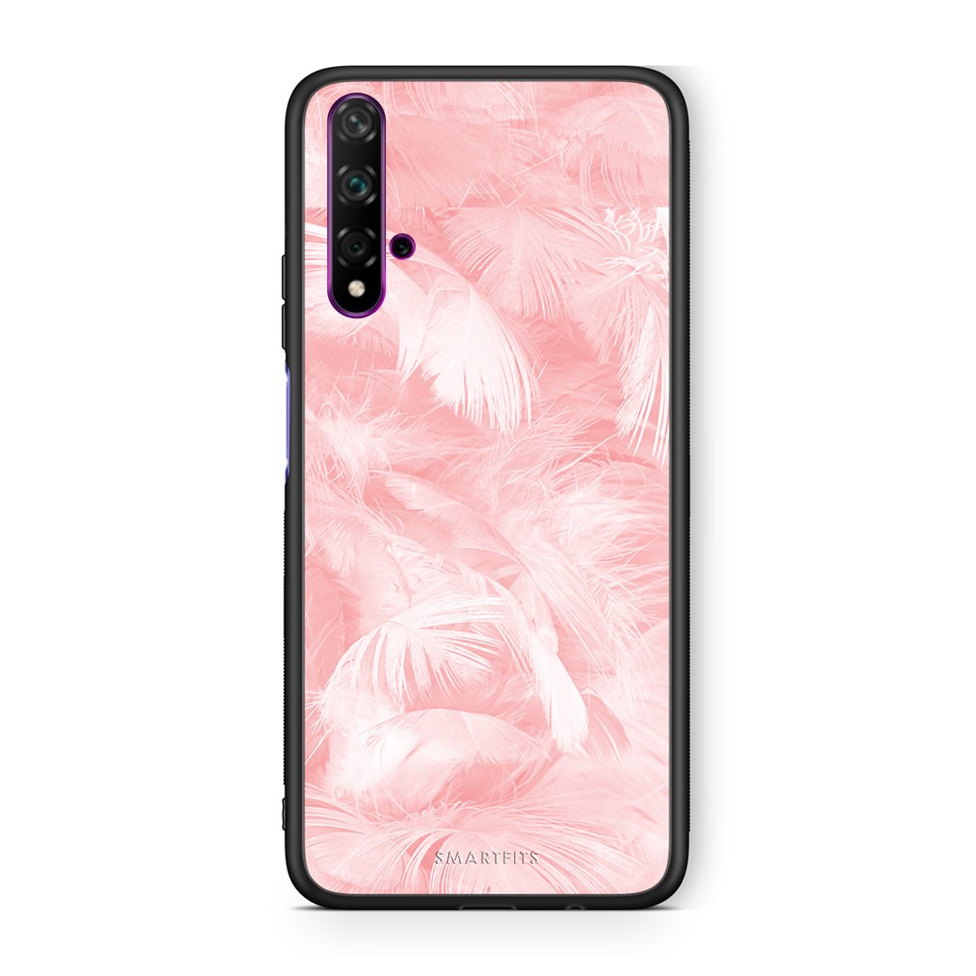 33 - Huawei Nova 5T  Pink Feather Boho case, cover, bumper