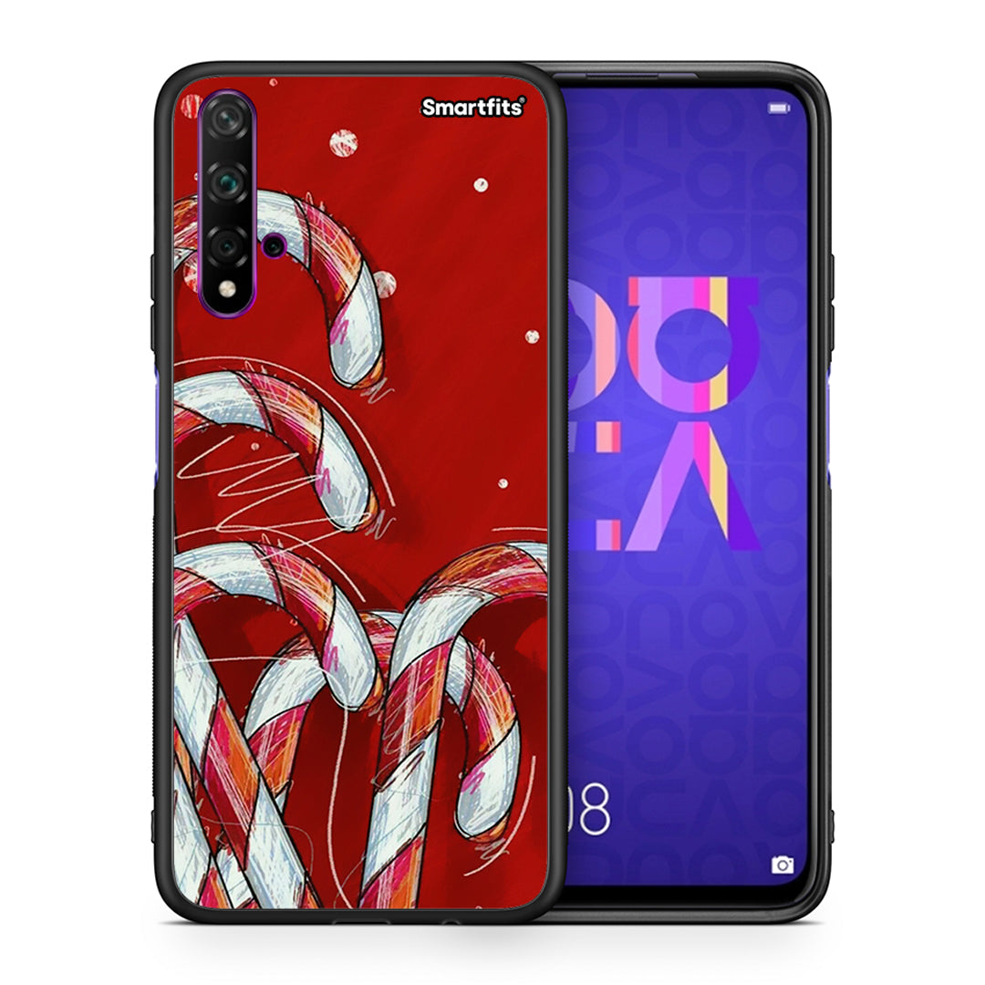 Θήκη Huawei Nova 5T/Honor 20 Candy Cane από τη Smartfits με σχέδιο στο πίσω μέρος και μαύρο περίβλημα | Huawei Nova 5T/Honor 20 Candy Cane case with colorful back and black bezels