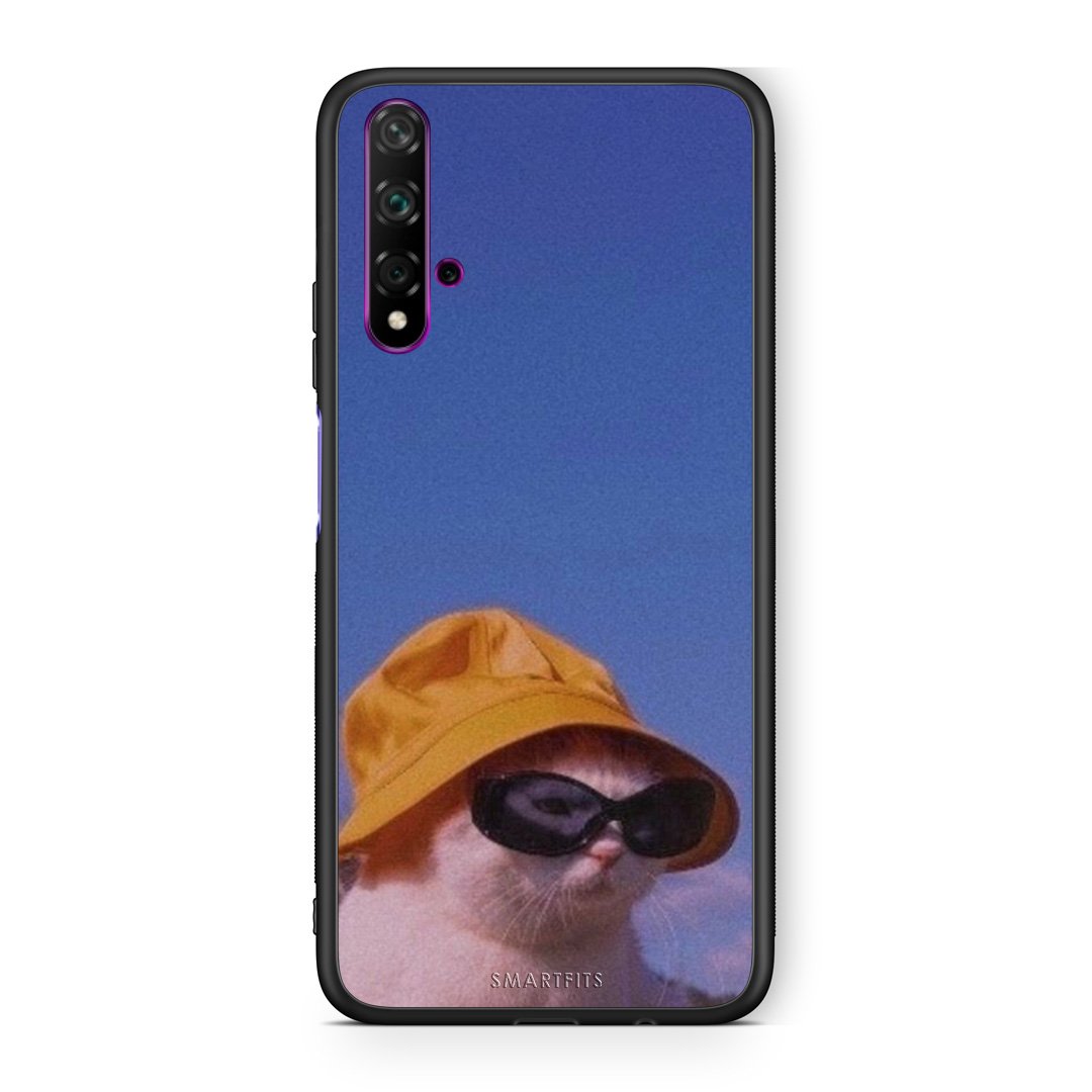 Huawei Nova 5T Cat Diva θήκη από τη Smartfits με σχέδιο στο πίσω μέρος και μαύρο περίβλημα | Smartphone case with colorful back and black bezels by Smartfits