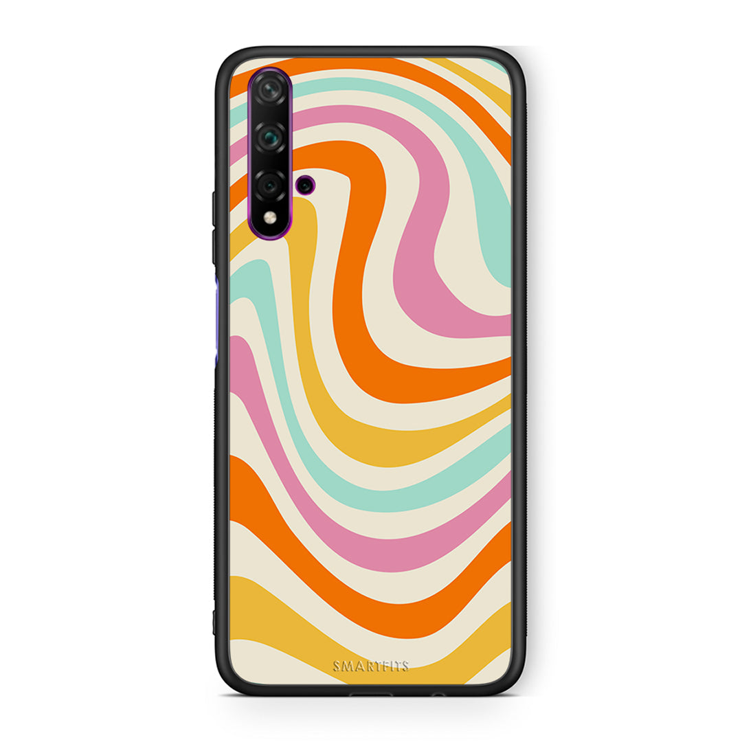 Huawei Nova 5T Colourful Waves θήκη από τη Smartfits με σχέδιο στο πίσω μέρος και μαύρο περίβλημα | Smartphone case with colorful back and black bezels by Smartfits