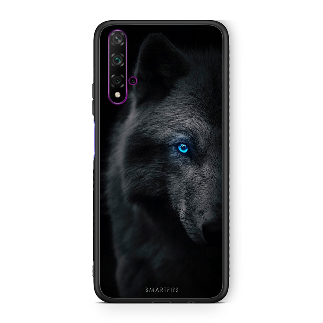 Huawei Nova 5T Dark Wolf θήκη από τη Smartfits με σχέδιο στο πίσω μέρος και μαύρο περίβλημα | Smartphone case with colorful back and black bezels by Smartfits