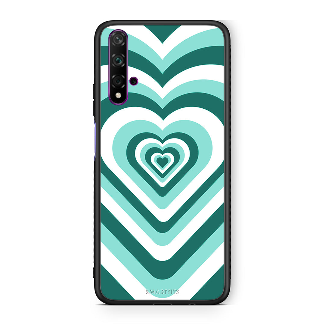 Huawei Nova 5T Green Hearts θήκη από τη Smartfits με σχέδιο στο πίσω μέρος και μαύρο περίβλημα | Smartphone case with colorful back and black bezels by Smartfits