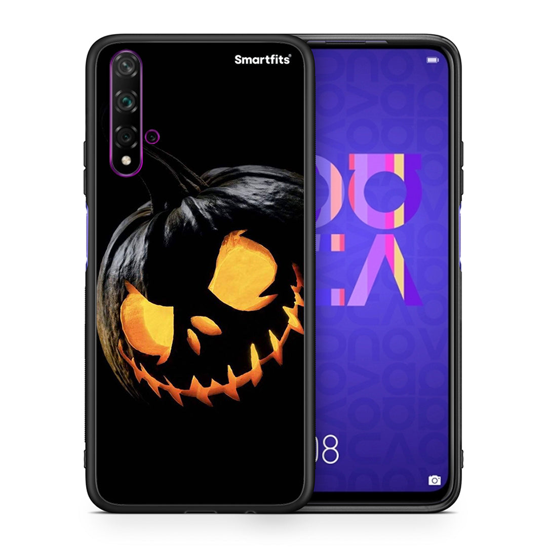 Θήκη Huawei Nova 5T / Honor 20 Halloween Scary Pumpkin από τη Smartfits με σχέδιο στο πίσω μέρος και μαύρο περίβλημα | Huawei Nova 5T / Honor 20 Halloween Scary Pumpkin case with colorful back and black bezels