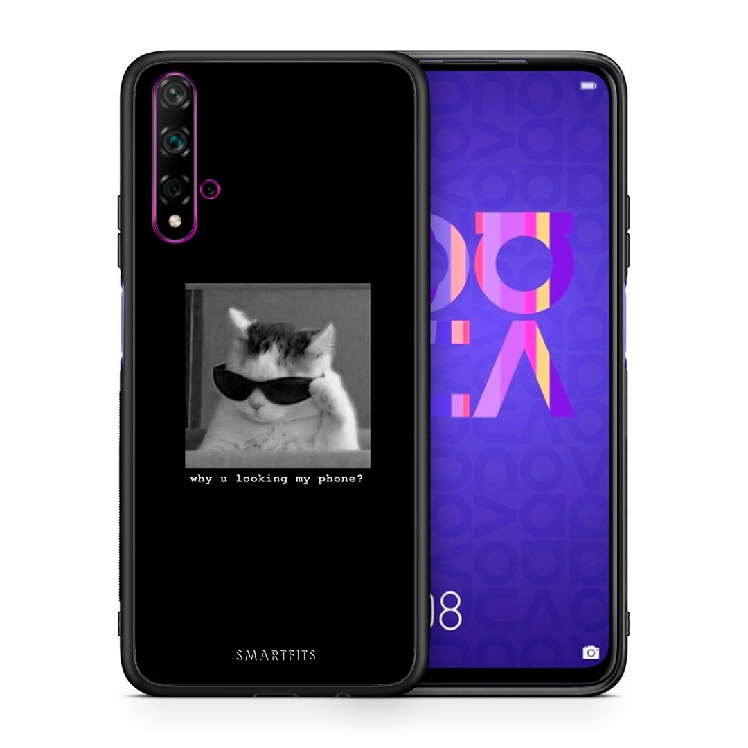 Θήκη Huawei Nova 5T/Honor 20 Meme Cat από τη Smartfits με σχέδιο στο πίσω μέρος και μαύρο περίβλημα | Huawei Nova 5T/Honor 20 Meme Cat case with colorful back and black bezels