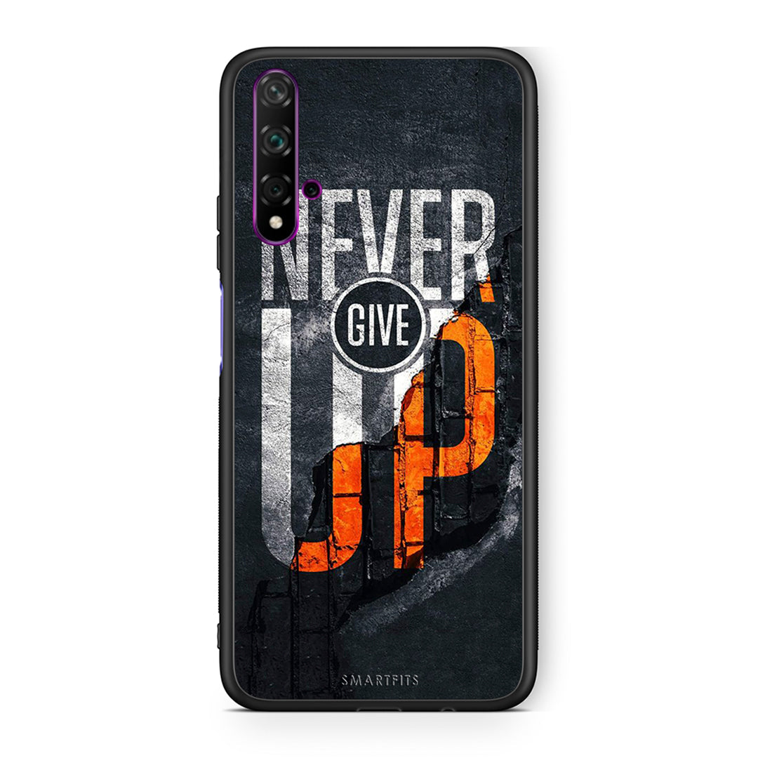 Huawei Nova 5T Never Give Up Θήκη Αγίου Βαλεντίνου από τη Smartfits με σχέδιο στο πίσω μέρος και μαύρο περίβλημα | Smartphone case with colorful back and black bezels by Smartfits