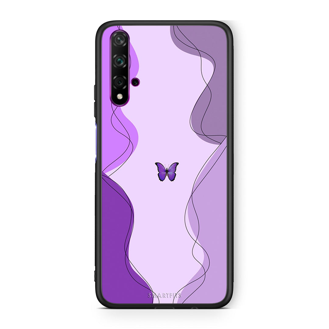 Huawei Nova 5T Purple Mariposa Θήκη Αγίου Βαλεντίνου από τη Smartfits με σχέδιο στο πίσω μέρος και μαύρο περίβλημα | Smartphone case with colorful back and black bezels by Smartfits