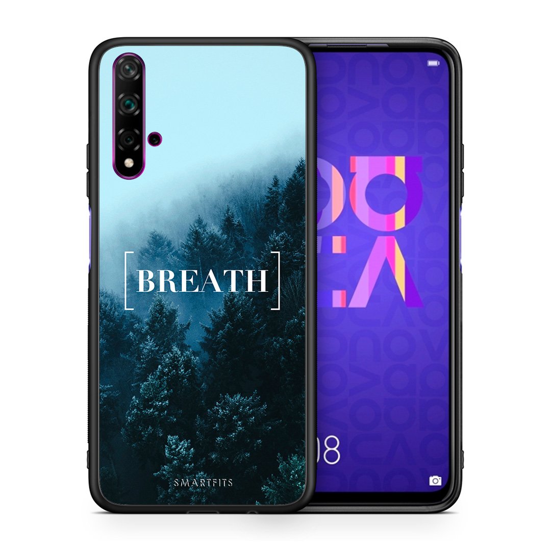 Θήκη Huawei Nova 5T/Honor 20 Breath Quote από τη Smartfits με σχέδιο στο πίσω μέρος και μαύρο περίβλημα | Huawei Nova 5T/Honor 20 Breath Quote case with colorful back and black bezels