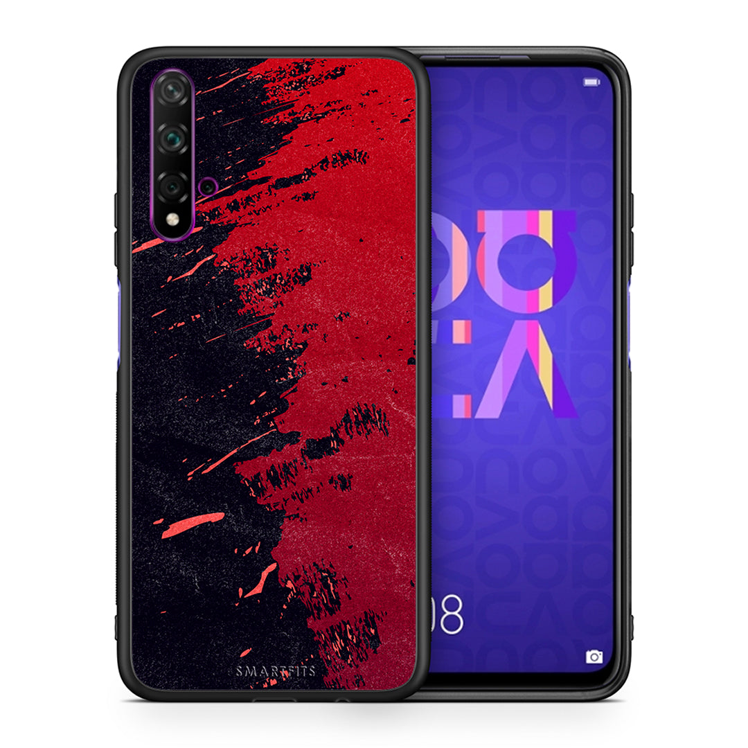 Θήκη Αγίου Βαλεντίνου Huawei Nova 5T / Honor 20 Red Paint από τη Smartfits με σχέδιο στο πίσω μέρος και μαύρο περίβλημα | Huawei Nova 5T / Honor 20 Red Paint case with colorful back and black bezels