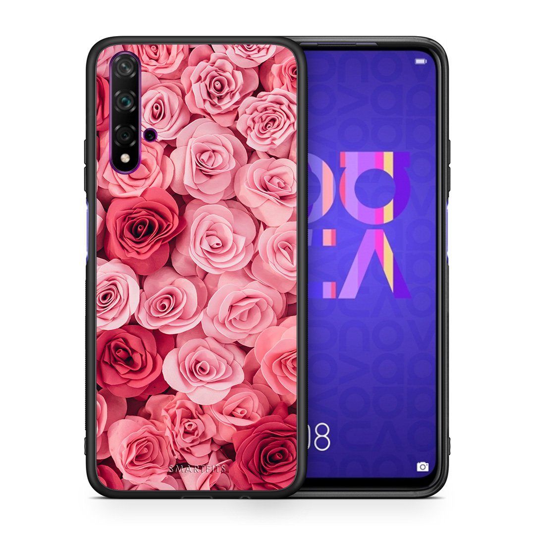 Θήκη Huawei Nova 5T/Honor 20 RoseGarden Valentine από τη Smartfits με σχέδιο στο πίσω μέρος και μαύρο περίβλημα | Huawei Nova 5T/Honor 20 RoseGarden Valentine case with colorful back and black bezels