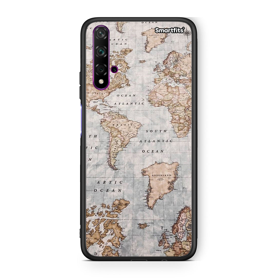 Huawei Nova 5T World Map Θήκη από τη Smartfits με σχέδιο στο πίσω μέρος και μαύρο περίβλημα | Smartphone case with colorful back and black bezels by Smartfits