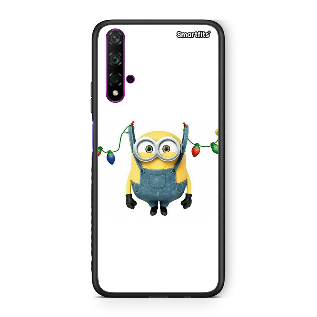 Huawei Nova 5T Xmas Minion Lights θήκη από τη Smartfits με σχέδιο στο πίσω μέρος και μαύρο περίβλημα | Smartphone case with colorful back and black bezels by Smartfits