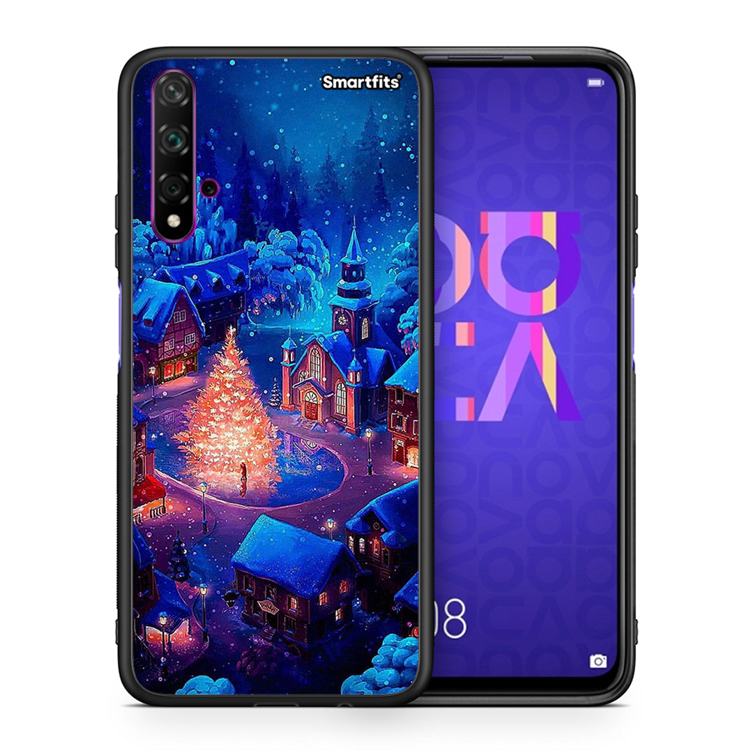 Θήκη Huawei Nova 5T/Honor 20 Xmas Village από τη Smartfits με σχέδιο στο πίσω μέρος και μαύρο περίβλημα | Huawei Nova 5T/Honor 20 Xmas Village case with colorful back and black bezels