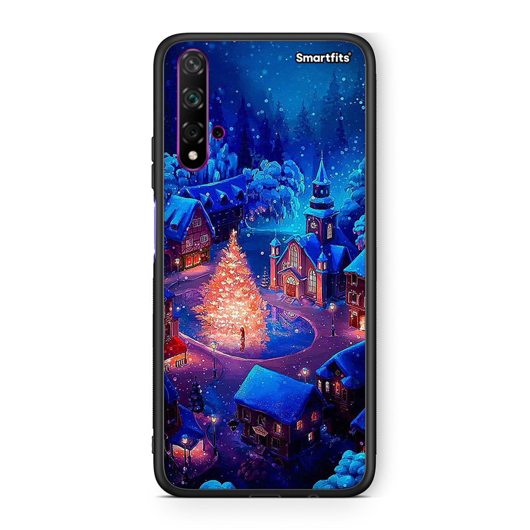 Huawei Nova 5T Xmas Village θήκη από τη Smartfits με σχέδιο στο πίσω μέρος και μαύρο περίβλημα | Smartphone case with colorful back and black bezels by Smartfits