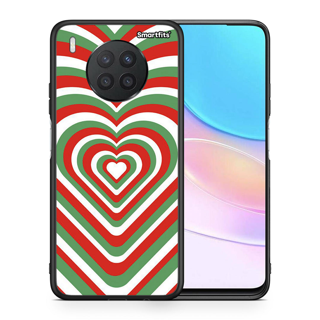 Θήκη Huawei Nova 8i / Honor 50 Lite Christmas Hearts από τη Smartfits με σχέδιο στο πίσω μέρος και μαύρο περίβλημα | Huawei Nova 8i / Honor 50 Lite Christmas Hearts case with colorful back and black bezels