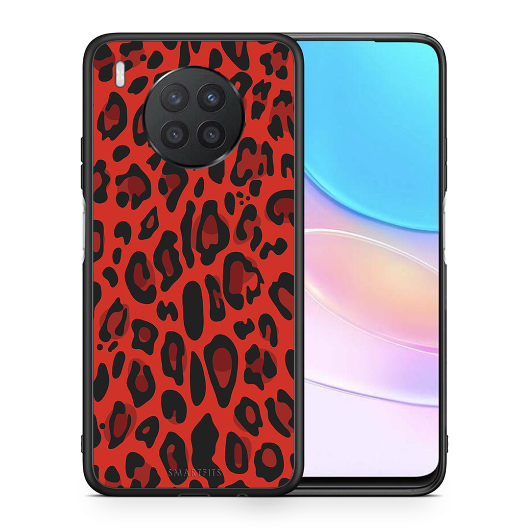 Θήκη Huawei Nova 8i / Honor 50 Lite Red Leopard Animal από τη Smartfits με σχέδιο στο πίσω μέρος και μαύρο περίβλημα | Huawei Nova 8i / Honor 50 Lite Red Leopard Animal case with colorful back and black bezels
