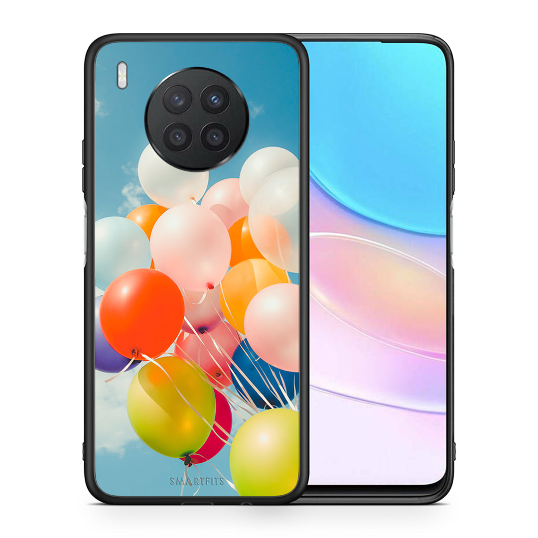 Θήκη Huawei Nova 8i / Honor 50 Lite Colorful Balloons από τη Smartfits με σχέδιο στο πίσω μέρος και μαύρο περίβλημα | Huawei Nova 8i / Honor 50 Lite Colorful Balloons case with colorful back and black bezels