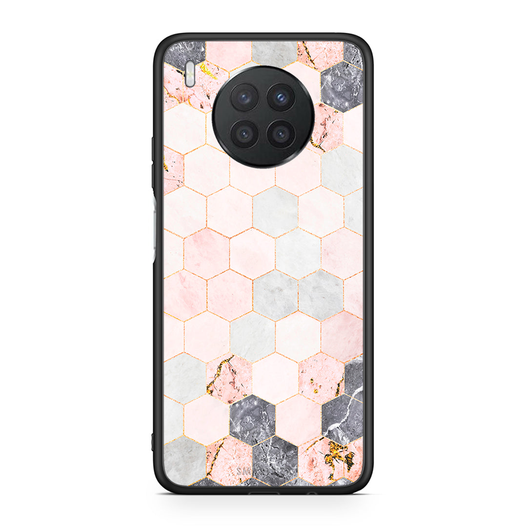 4 - Huawei Nova 8i / Honor 50 Lite Hexagon Pink Marble case, cover, bumper