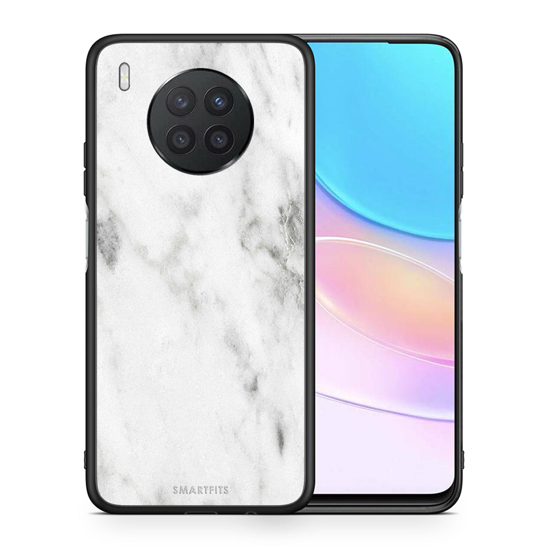 Θήκη Huawei Nova 8i / Honor 50 Lite White Marble από τη Smartfits με σχέδιο στο πίσω μέρος και μαύρο περίβλημα | Huawei Nova 8i / Honor 50 Lite White Marble case with colorful back and black bezels