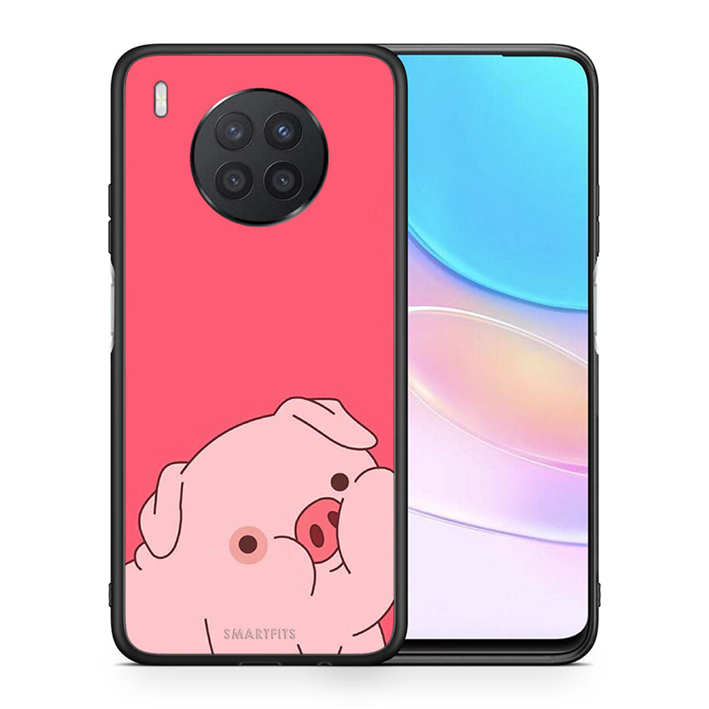 Θήκη Αγίου Βαλεντίνου Huawei Nova 8i / Honor 50 Lite Pig Love 1 από τη Smartfits με σχέδιο στο πίσω μέρος και μαύρο περίβλημα | Huawei Nova 8i / Honor 50 Lite Pig Love 1 case with colorful back and black bezels