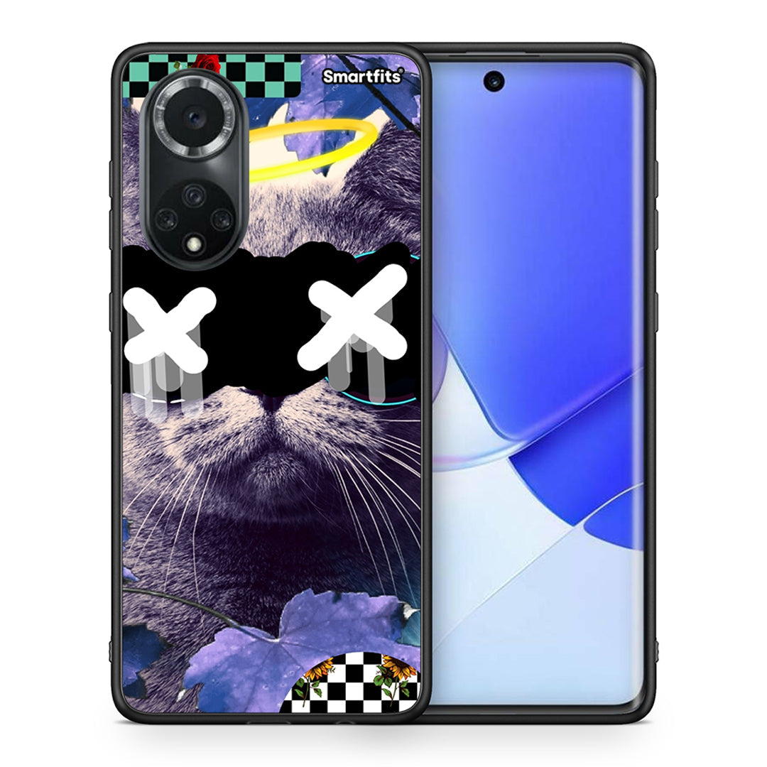 Θήκη Huawei Nova 9/Honor 50 Cat Collage από τη Smartfits με σχέδιο στο πίσω μέρος και μαύρο περίβλημα | Huawei Nova 9/Honor 50 Cat Collage case with colorful back and black bezels