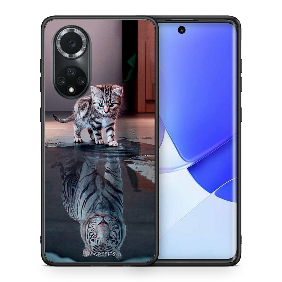 Θήκη Huawei Nova 9/Honor 50 Tiger Cute από τη Smartfits με σχέδιο στο πίσω μέρος και μαύρο περίβλημα | Huawei Nova 9/Honor 50 Tiger Cute case with colorful back and black bezels