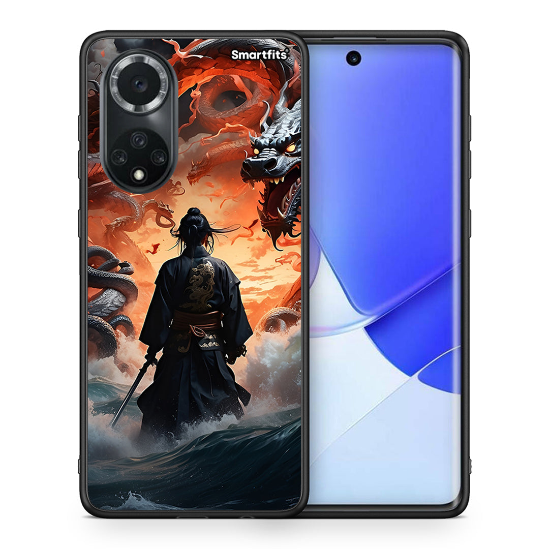 Θήκη Huawei Nova 9/Honor 50 Dragons Fight από τη Smartfits με σχέδιο στο πίσω μέρος και μαύρο περίβλημα | Huawei Nova 9/Honor 50 Dragons Fight case with colorful back and black bezels