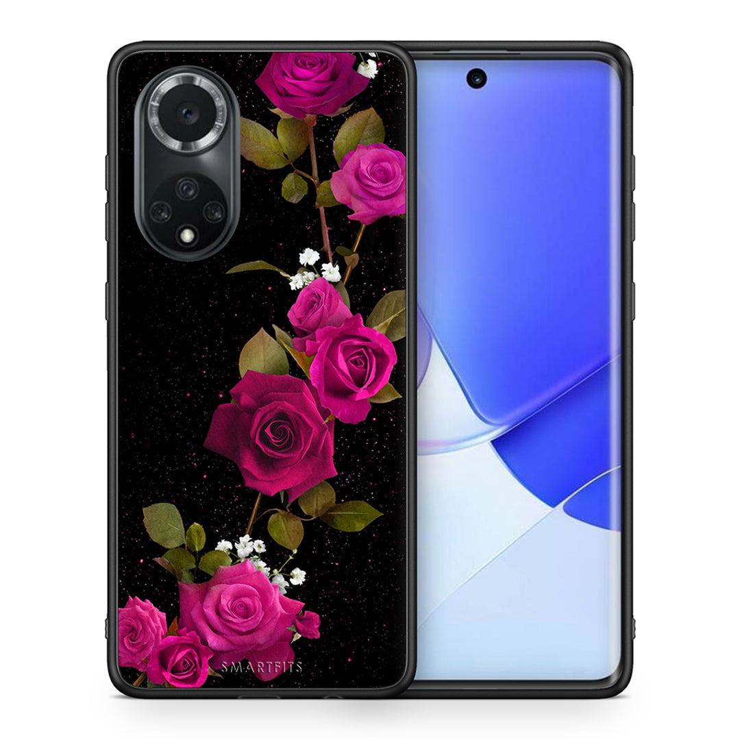 Θήκη Huawei Nova 9/Honor 50 Red Roses Flower από τη Smartfits με σχέδιο στο πίσω μέρος και μαύρο περίβλημα | Huawei Nova 9/Honor 50 Red Roses Flower case with colorful back and black bezels