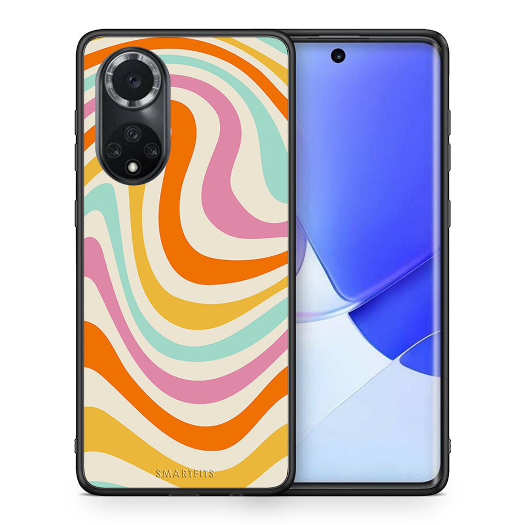 Θήκη Huawei Nova 9/Honor 50 Colourful Waves από τη Smartfits με σχέδιο στο πίσω μέρος και μαύρο περίβλημα | Huawei Nova 9/Honor 50 Colourful Waves case with colorful back and black bezels