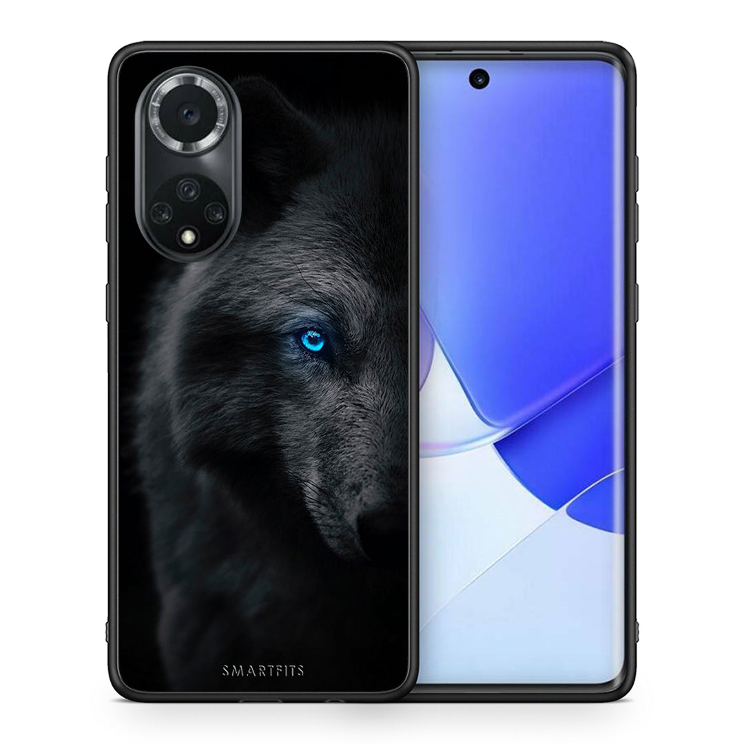 Θήκη Huawei Nova 9/Honor 50 Dark Wolf από τη Smartfits με σχέδιο στο πίσω μέρος και μαύρο περίβλημα | Huawei Nova 9/Honor 50 Dark Wolf case with colorful back and black bezels