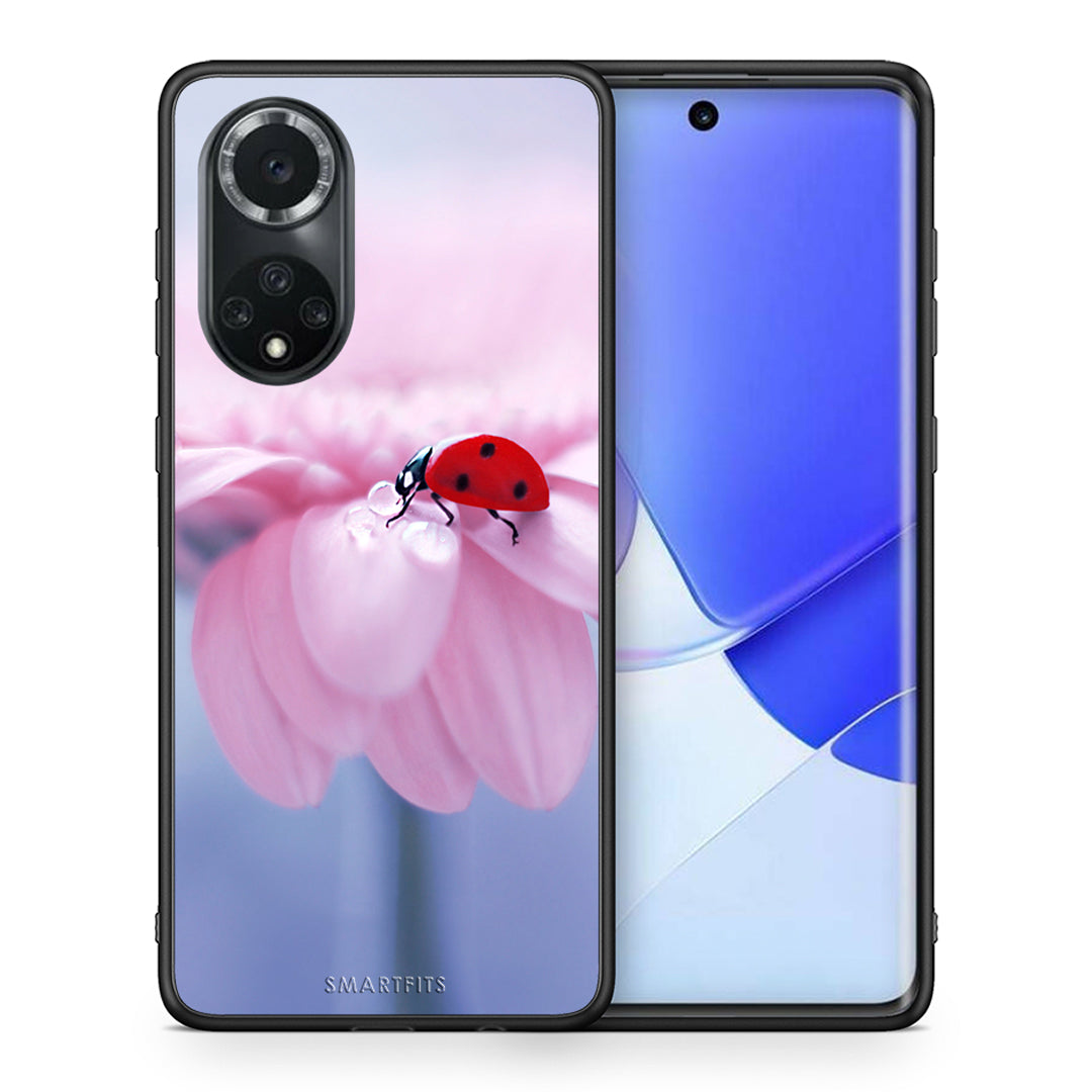 Θήκη Huawei Nova 9/Honor 50 Ladybug Flower από τη Smartfits με σχέδιο στο πίσω μέρος και μαύρο περίβλημα | Huawei Nova 9/Honor 50 Ladybug Flower case with colorful back and black bezels
