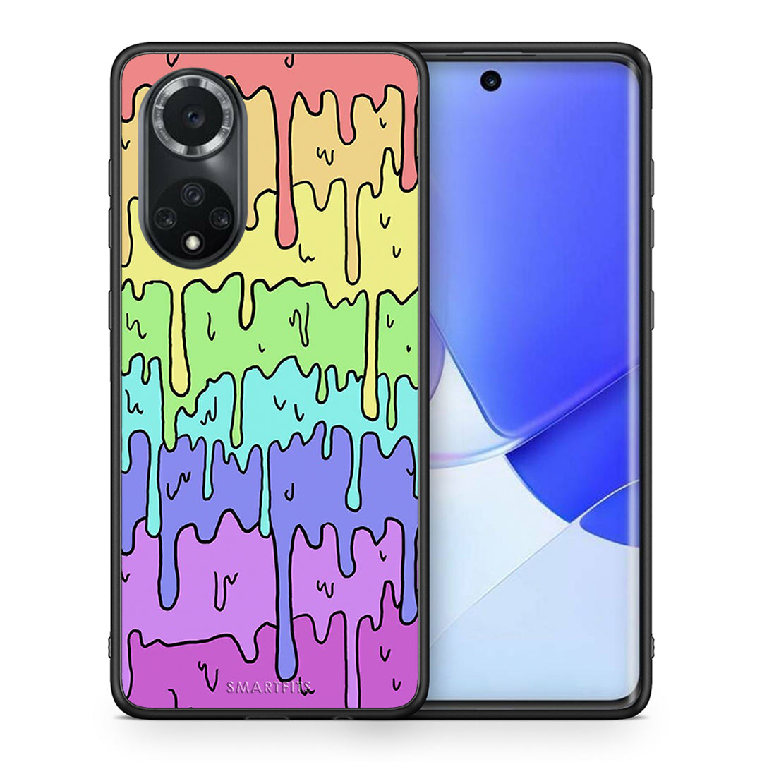 Θήκη Huawei Nova 9/Honor 50 Melting Rainbow από τη Smartfits με σχέδιο στο πίσω μέρος και μαύρο περίβλημα | Huawei Nova 9/Honor 50 Melting Rainbow case with colorful back and black bezels