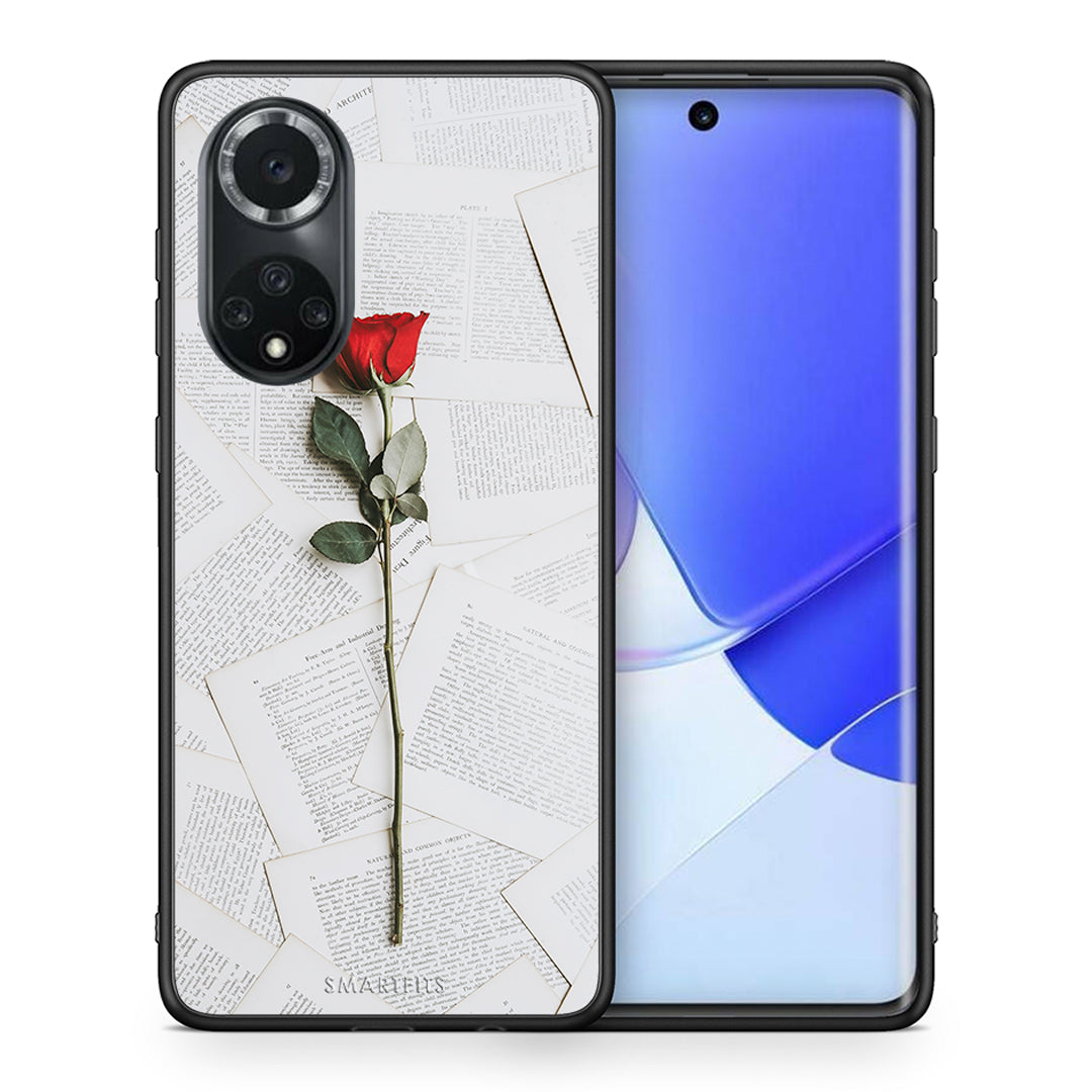 Θήκη Huawei Nova 9/Honor 50 Red Rose από τη Smartfits με σχέδιο στο πίσω μέρος και μαύρο περίβλημα | Huawei Nova 9/Honor 50 Red Rose case with colorful back and black bezels