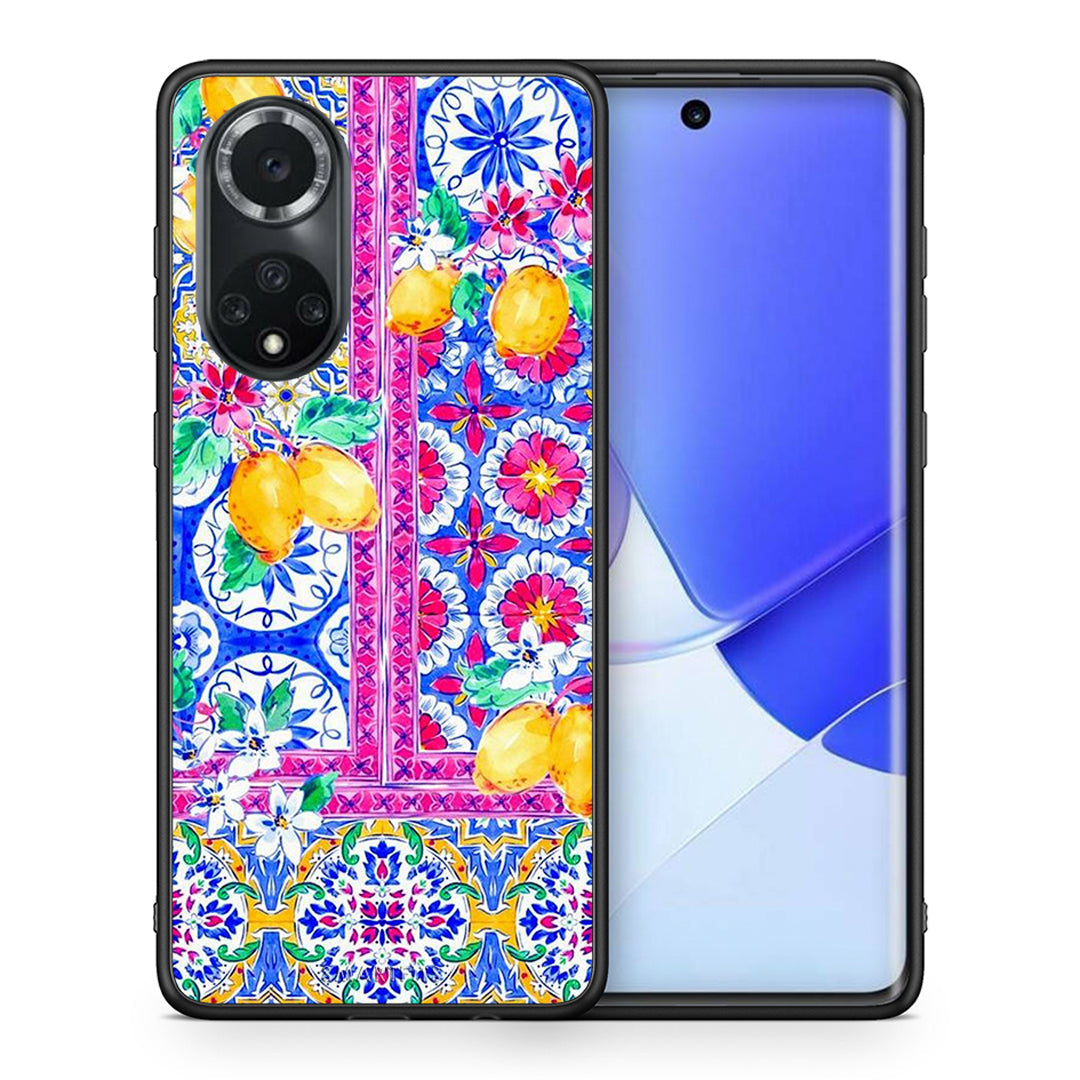 Θήκη Huawei Nova 9/Honor 50 Retro Spring από τη Smartfits με σχέδιο στο πίσω μέρος και μαύρο περίβλημα | Huawei Nova 9/Honor 50 Retro Spring case with colorful back and black bezels