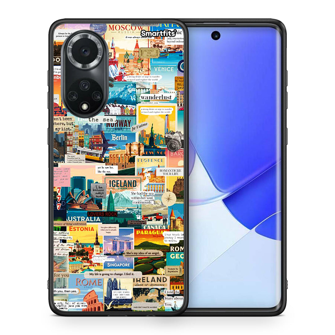 Θήκη Huawei Nova 9/Honor 50 Live To Travel από τη Smartfits με σχέδιο στο πίσω μέρος και μαύρο περίβλημα | Huawei Nova 9/Honor 50 Live To Travel case with colorful back and black bezels