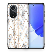 Thumbnail for Θήκη Huawei Nova 9/Honor 50 Gold Geometric Marble από τη Smartfits με σχέδιο στο πίσω μέρος και μαύρο περίβλημα | Huawei Nova 9/Honor 50 Gold Geometric Marble case with colorful back and black bezels