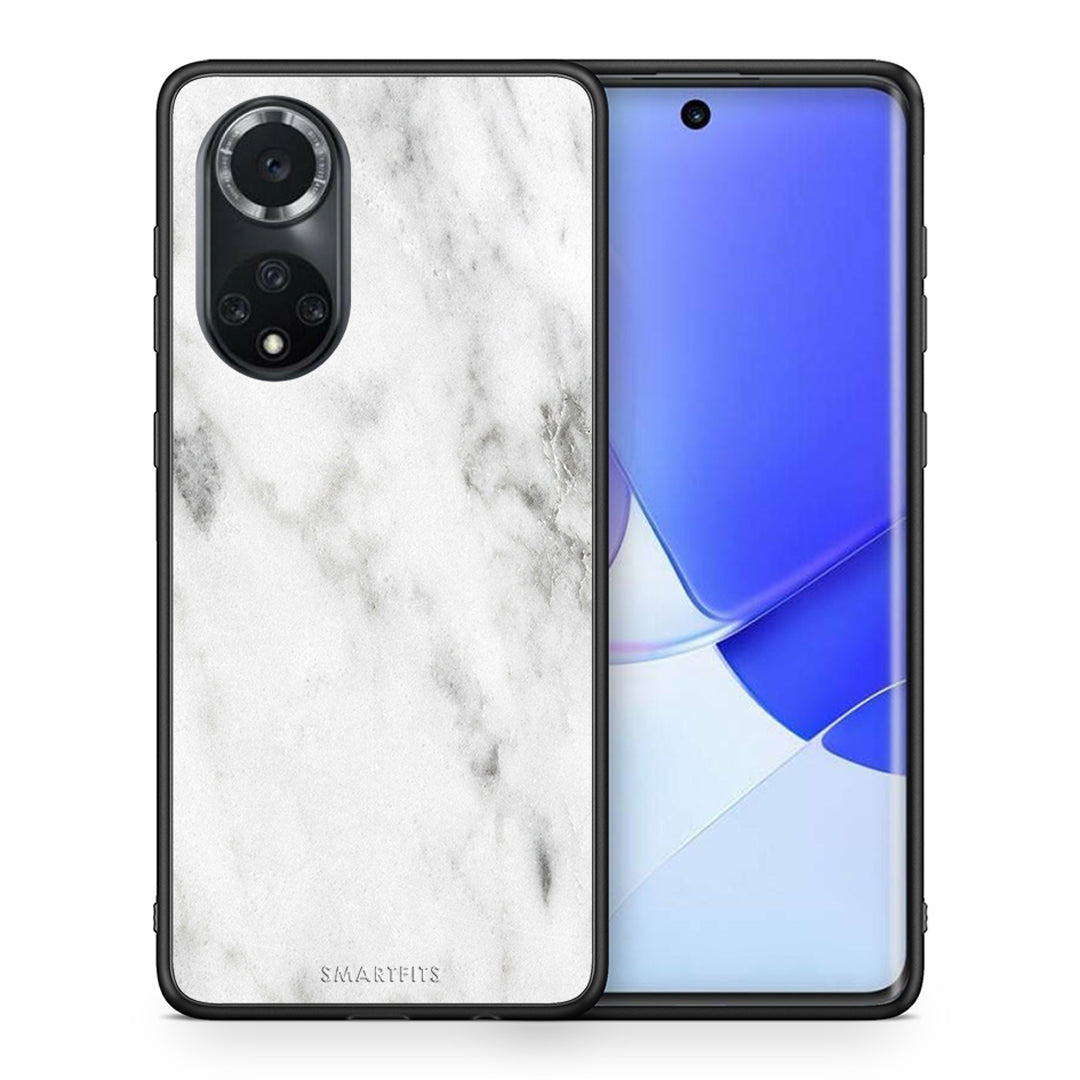 Θήκη Huawei Nova 9/Honor 50 White Marble από τη Smartfits με σχέδιο στο πίσω μέρος και μαύρο περίβλημα | Huawei Nova 9/Honor 50 White Marble case with colorful back and black bezels