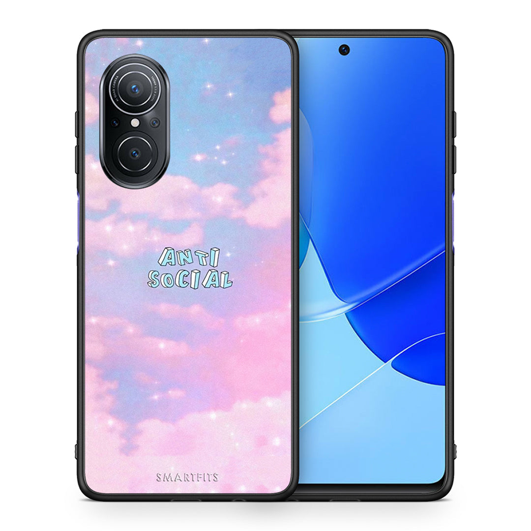 Θήκη Αγίου Βαλεντίνου Huawei Nova 9 SE Anti Social από τη Smartfits με σχέδιο στο πίσω μέρος και μαύρο περίβλημα | Huawei Nova 9 SE Anti Social case with colorful back and black bezels