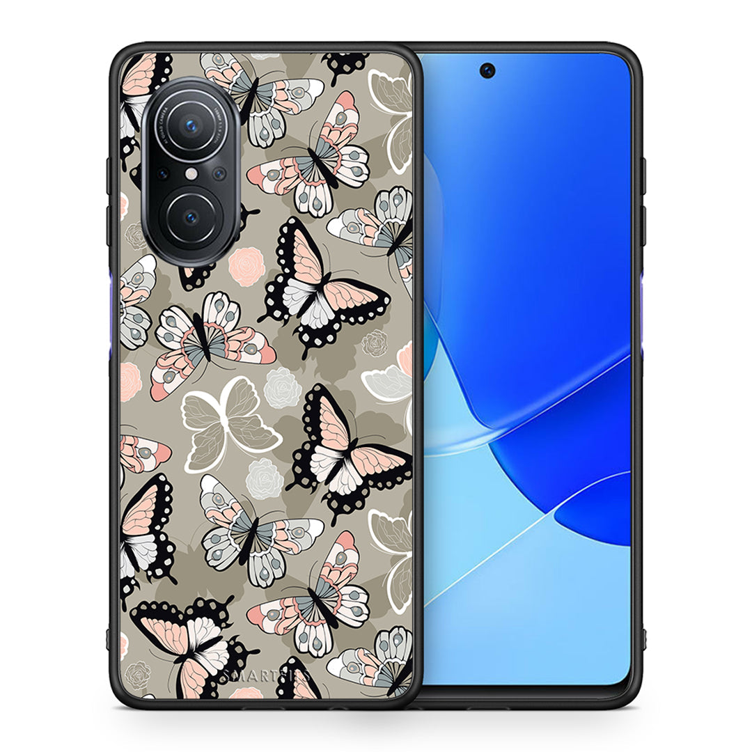 Θήκη Huawei Nova 9 SE Butterflies Boho από τη Smartfits με σχέδιο στο πίσω μέρος και μαύρο περίβλημα | Huawei Nova 9 SE Butterflies Boho case with colorful back and black bezels