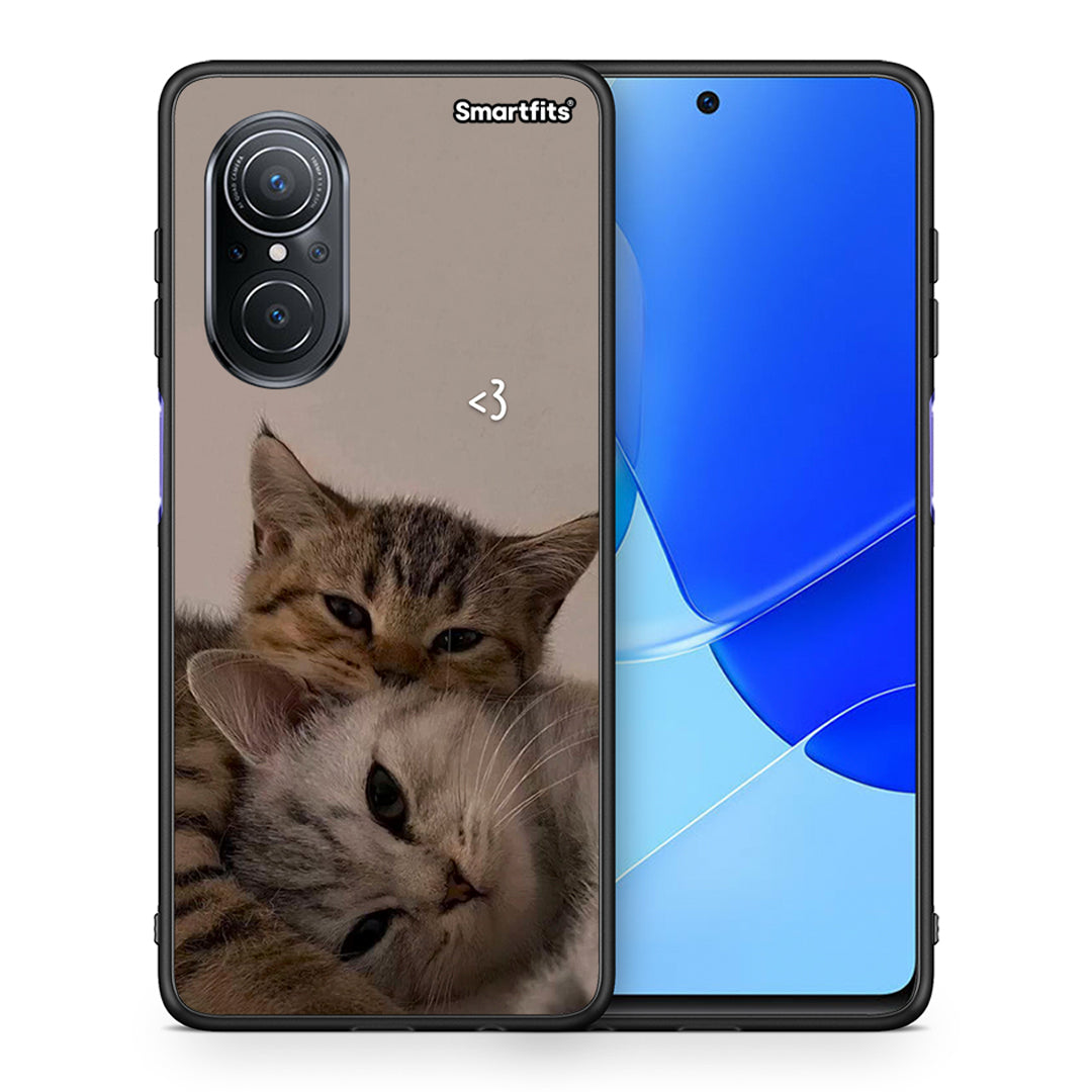 Θήκη Huawei Nova 9 SE Cats In Love από τη Smartfits με σχέδιο στο πίσω μέρος και μαύρο περίβλημα | Huawei Nova 9 SE Cats In Love case with colorful back and black bezels