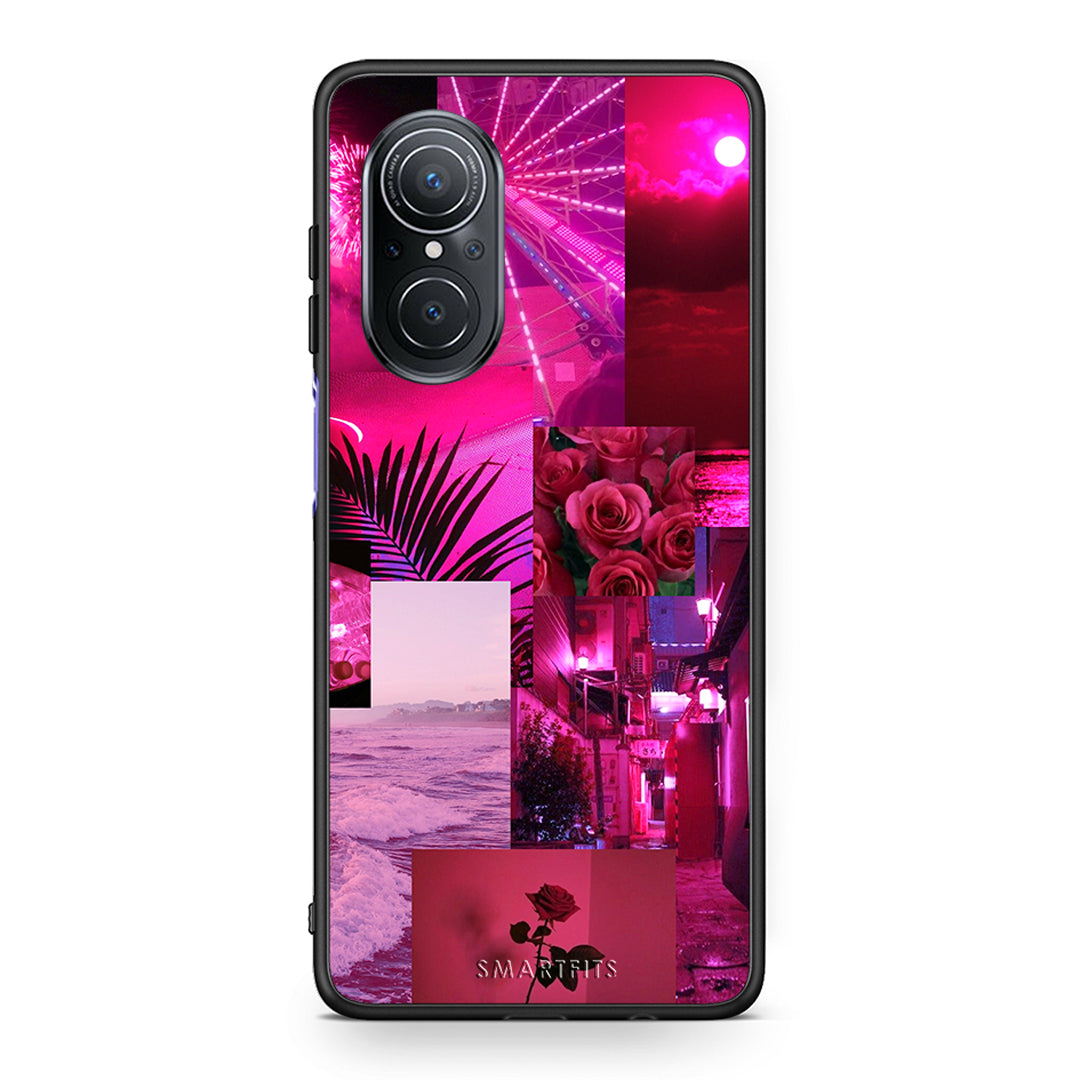 Huawei Nova 9 SE Collage Red Roses Θήκη Αγίου Βαλεντίνου από τη Smartfits με σχέδιο στο πίσω μέρος και μαύρο περίβλημα | Smartphone case with colorful back and black bezels by Smartfits