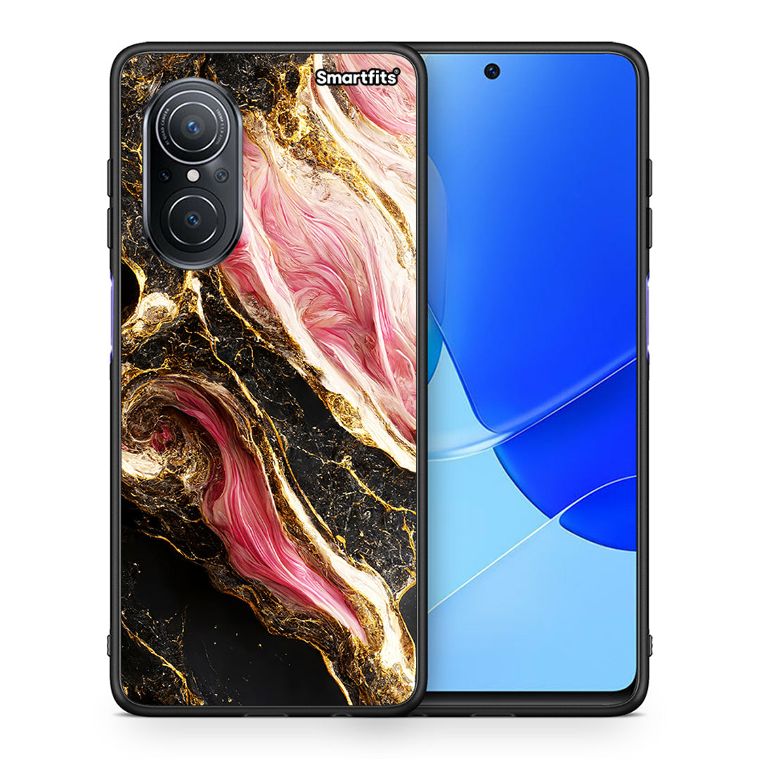 Θήκη Huawei Nova 9 SE Glamorous Pink Marble από τη Smartfits με σχέδιο στο πίσω μέρος και μαύρο περίβλημα | Huawei Nova 9 SE Glamorous Pink Marble case with colorful back and black bezels