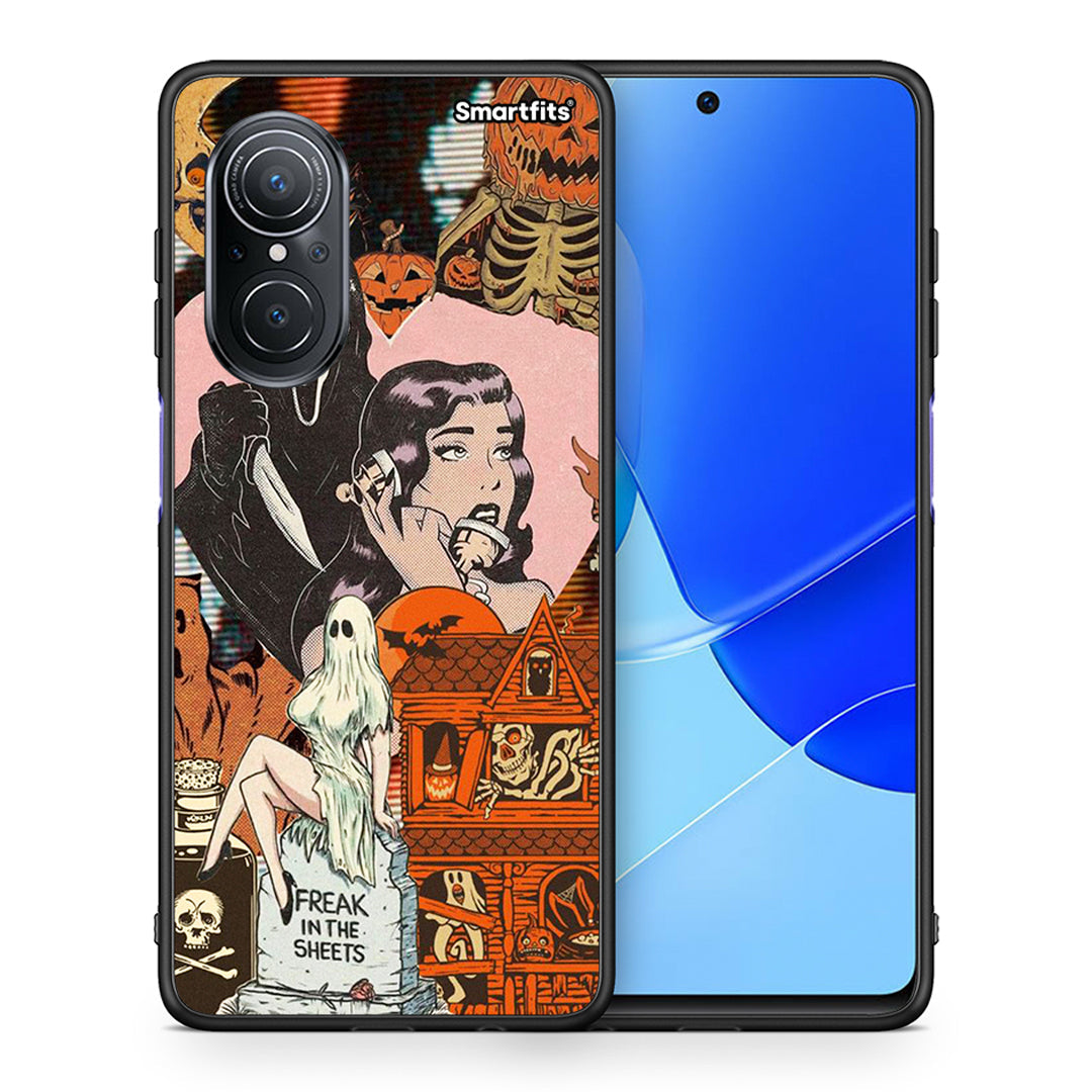 Θήκη Huawei Nova 9 SE Halloween Collage από τη Smartfits με σχέδιο στο πίσω μέρος και μαύρο περίβλημα | Huawei Nova 9 SE Halloween Collage case with colorful back and black bezels