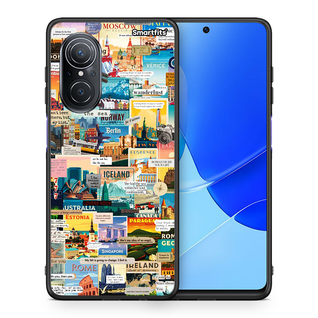 Θήκη Huawei Nova 9 SE Live To Travel από τη Smartfits με σχέδιο στο πίσω μέρος και μαύρο περίβλημα | Huawei Nova 9 SE Live To Travel case with colorful back and black bezels