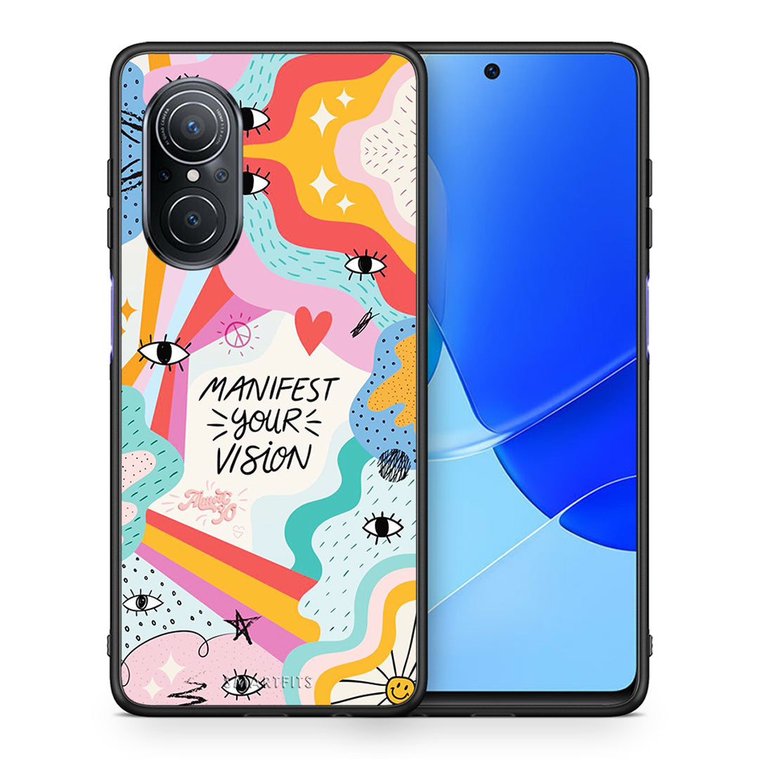 Θήκη Huawei Nova 9 SE Manifest Your Vision από τη Smartfits με σχέδιο στο πίσω μέρος και μαύρο περίβλημα | Huawei Nova 9 SE Manifest Your Vision case with colorful back and black bezels