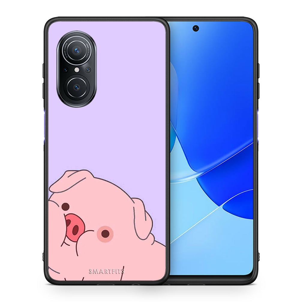 Θήκη Αγίου Βαλεντίνου Huawei Nova 9 SE Pig Love 2 από τη Smartfits με σχέδιο στο πίσω μέρος και μαύρο περίβλημα | Huawei Nova 9 SE Pig Love 2 case with colorful back and black bezels
