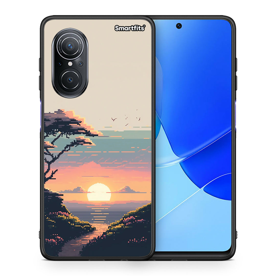 Θήκη Huawei Nova 9 SE Pixel Sunset από τη Smartfits με σχέδιο στο πίσω μέρος και μαύρο περίβλημα | Huawei Nova 9 SE Pixel Sunset case with colorful back and black bezels