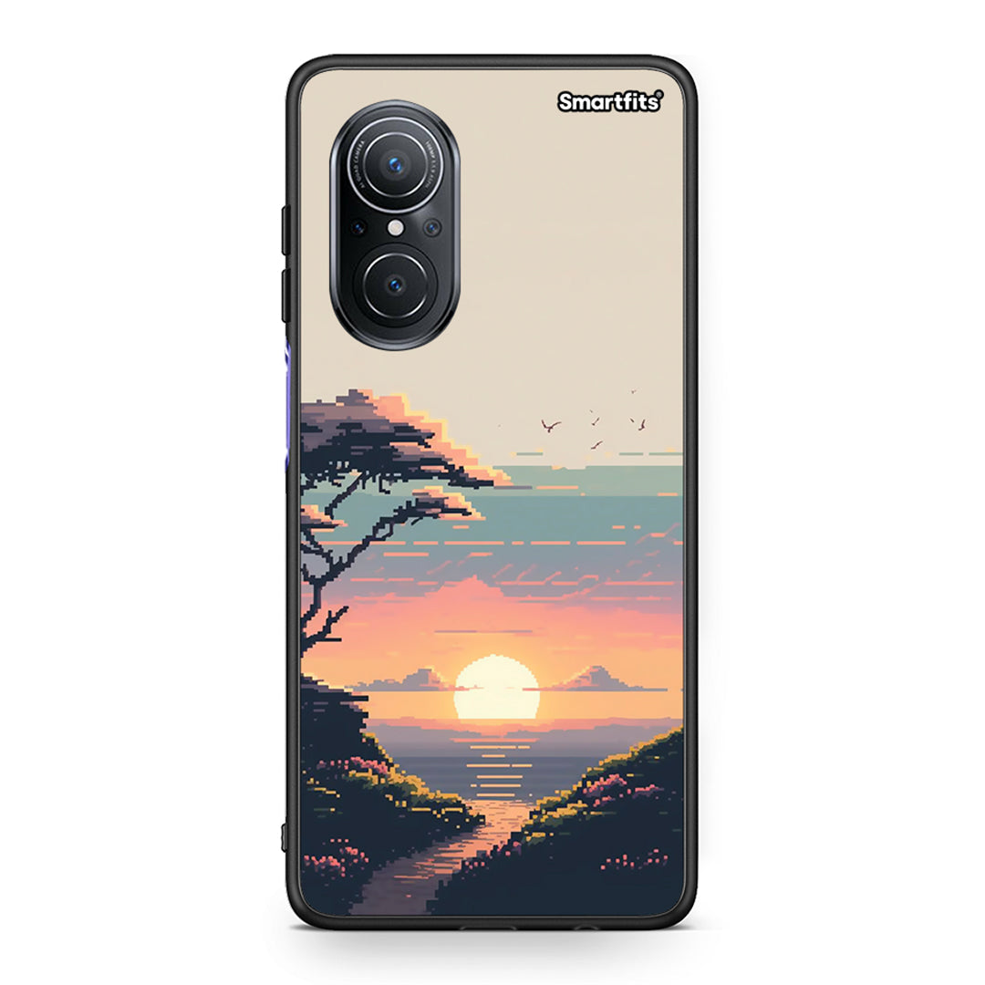 Huawei Nova 9 SE Pixel Sunset Θήκη από τη Smartfits με σχέδιο στο πίσω μέρος και μαύρο περίβλημα | Smartphone case with colorful back and black bezels by Smartfits