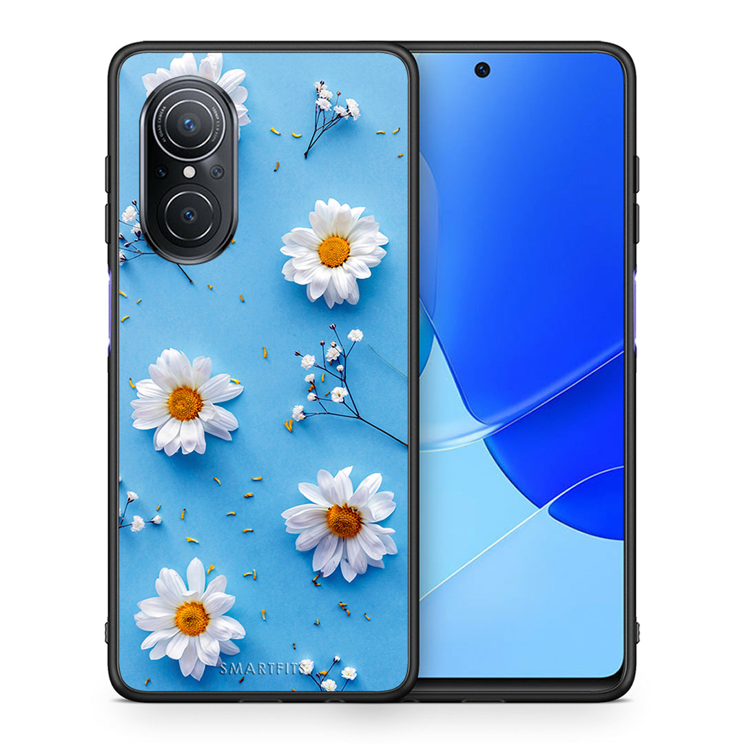 Θήκη Huawei Nova 9 SE Real Daisies από τη Smartfits με σχέδιο στο πίσω μέρος και μαύρο περίβλημα | Huawei Nova 9 SE Real Daisies case with colorful back and black bezels