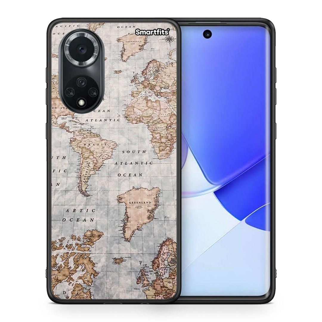 Θήκη Huawei Nova 9 / Honor 50 World Map από τη Smartfits με σχέδιο στο πίσω μέρος και μαύρο περίβλημα | Huawei Nova 9 / Honor 50 World Map case with colorful back and black bezels