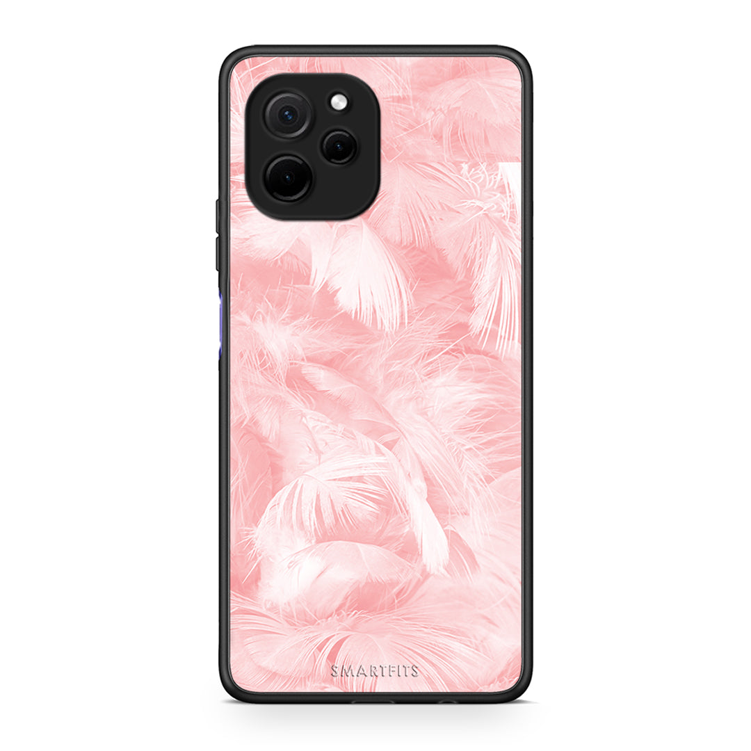 Θήκη Huawei Nova Y61 Boho Pink Feather από τη Smartfits με σχέδιο στο πίσω μέρος και μαύρο περίβλημα | Huawei Nova Y61 Boho Pink Feather Case with Colorful Back and Black Bezels